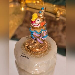Ron Lee clown figurine VINTAGE 1993 signed 24Kt w/agate base L-330 'TWIRP CHIRP'